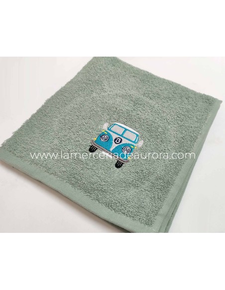 Paños de cocina rizo algodón bordado "Furgo" de Barceló - VERDE