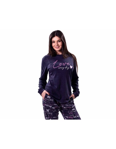 Pijama largo interlock mujer  "Love every day" KN25520 de Kinanit