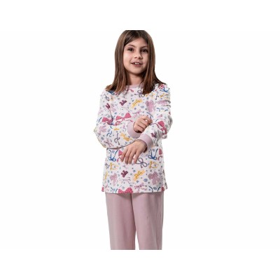Pijama largo juvenil algodón interlock "Lazos" KN25462 de Kinanit
