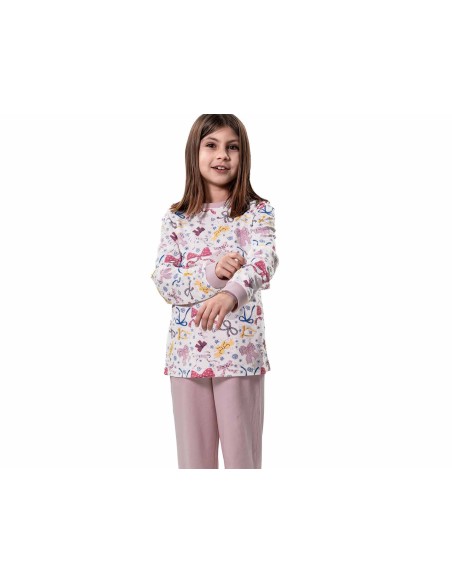 Pijama largo juvenil algodón interlock "Lazos" KN25462 de Kinanit