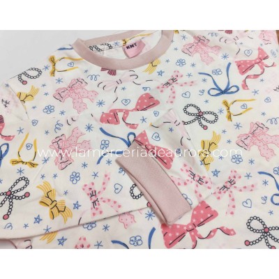 Pijama largo juvenil algodón interlock "Lazos" KN25462 de Kinanit 2
