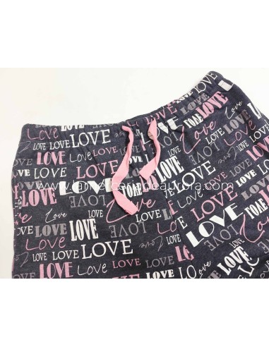 Pijama largo interlock mujer  "Love every day" KN25520 de Kinanit - DETALLE PANTALÓN