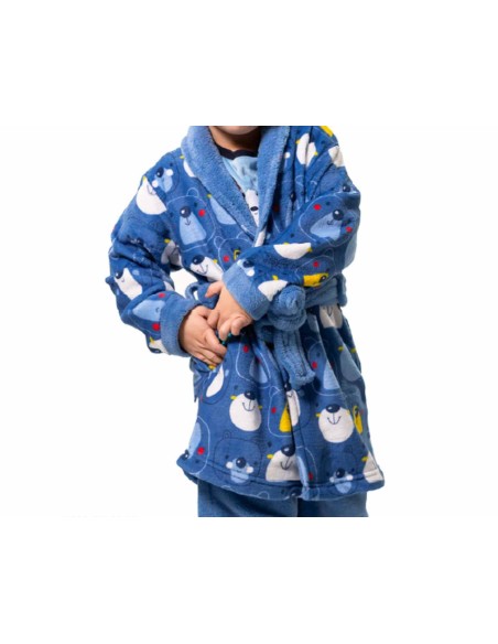 Bata infantil coralina "Osos" KN8033 de Kinanit - DETALLE