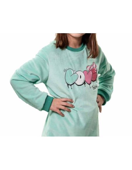 Pijama juvenil spandex "Love" KN359 de Kinanit - DETALLE CAMISETA
