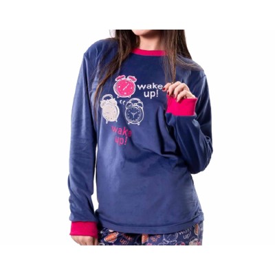 Pijama largo spandex mujer "Wake up!" de Kinanit 2