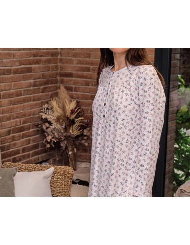 Camisón interlock mujer "Ramilletes Ciruela" de Muslher - DETALLE