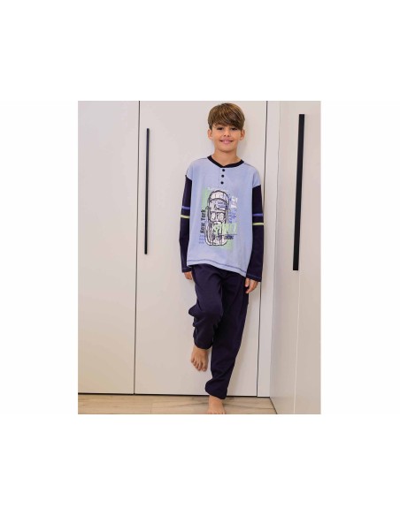 Pijama largo juvenil interlock "Car Racing" 253602 de Muslher