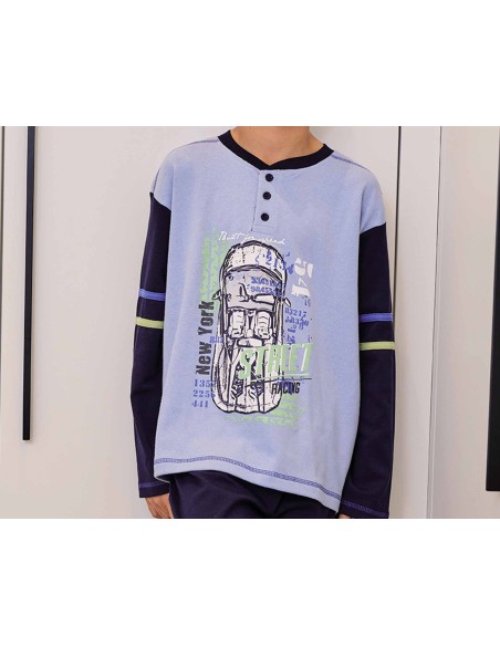 Pijama largo juvenil interlock "Car Racing" 253602 de Muslher - DETALLE