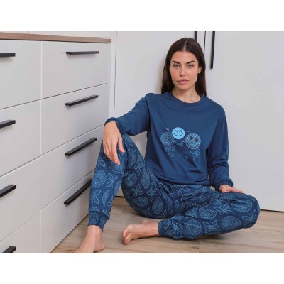 Pijama largo interlock mujer "Smile" de Muslher