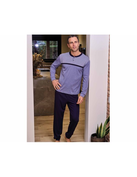 Pijama largo hombre interlock "Tejano" 255643 de Muslher