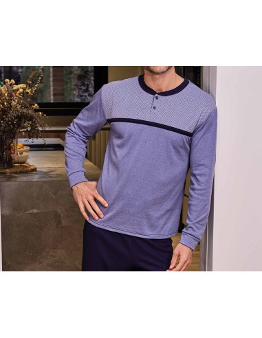 Pijama largo hombre interlock "Tejano" 255643 de Muslher - DETALLE CAMISETA