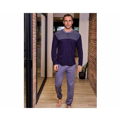 Pijama largo hombre interlock perchado "Marino" 5643 de...