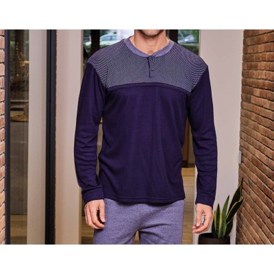 Pijama largo hombre interlock perchado "Marino" 5643 de... 2