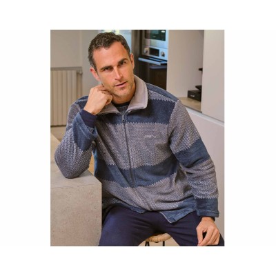 Bata corta hombre coralina cremallera "Cenefas tricolor"...