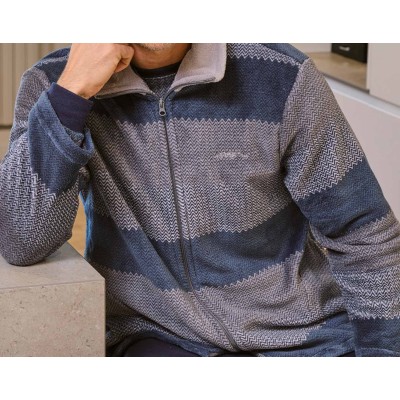 Bata corta hombre coralina cremallera "Cenefas tricolor"... 2