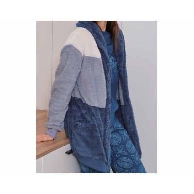 Bata corta mujer sherpa oversize "Tricolor" 258617 de Muslher 2