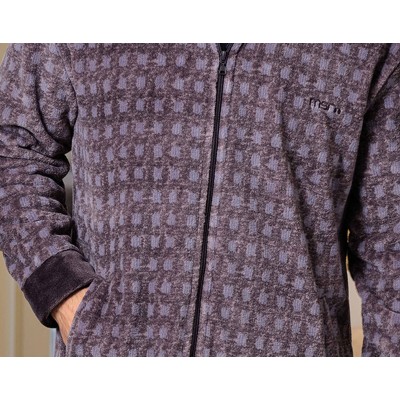 Bata corta hombre coralina cremallera "Gris cuadros azul" 259600CR de Muslher 2