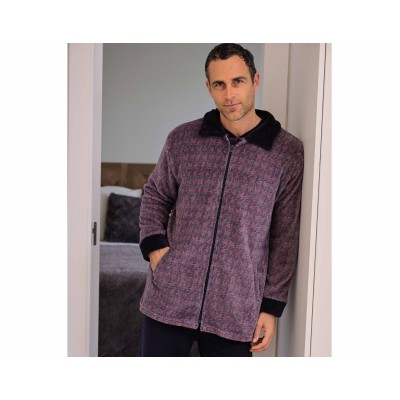 Bata corta hombre coralina cremallera "Marino y rojo" 259600CR de Muslher