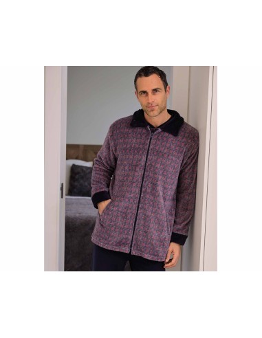 Bata corta hombre coralina cremallera "Marino y rojo" 259600CR de Muslher