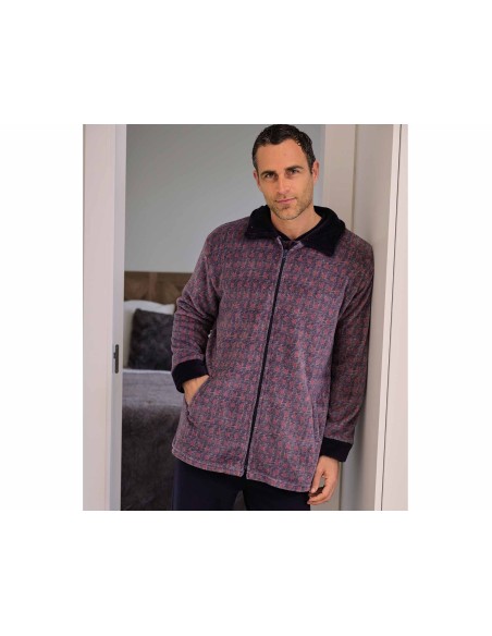 Bata corta hombre coralina cremallera "Marino y rojo" 259600CR de Muslher