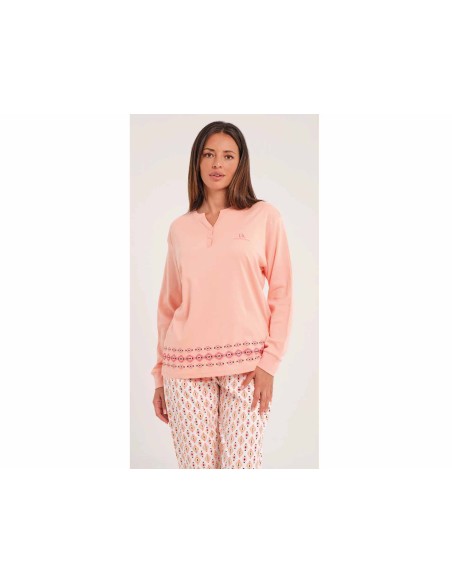 Pijama largo interlock mujer "Azteca" DA25W402 de Don Algodón