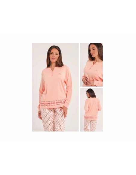 Pijama largo interlock mujer "Azteca" DA25W402 de Don Algodón