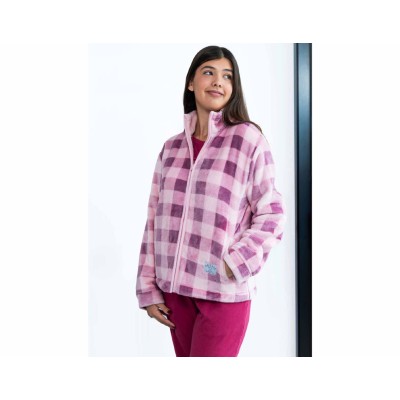 Bata corta coralina cremallera mujer "Cuadros" de Privata