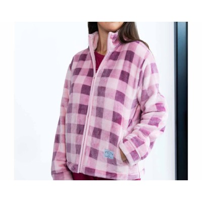 Bata corta coralina cremallera mujer "Cuadros" de Privata 2