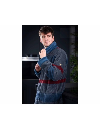 Bata corta hombre coralina cremallera "Rayas"...