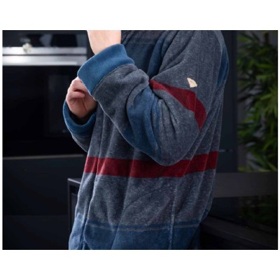 Bata corta hombre coralina cremallera "Rayas" de Privata 2