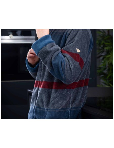 Bata corta hombre coralina cremallera "Rayas" de Privata