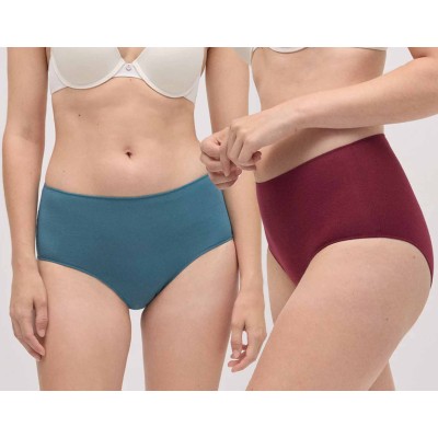 Braga alta lisa algodón "Granate y petróleo" (pack 2 uds)...