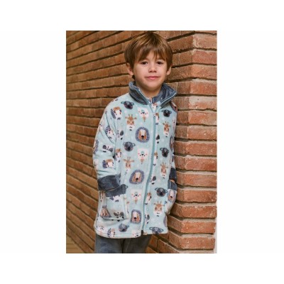 Bata infantil coralina cremallera "Animales de la selva" 258401 de Muslher