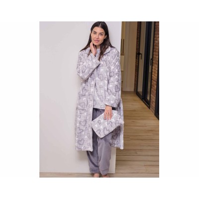 Bata larga coralina abotonada "Corazones" 258605 de Muslher