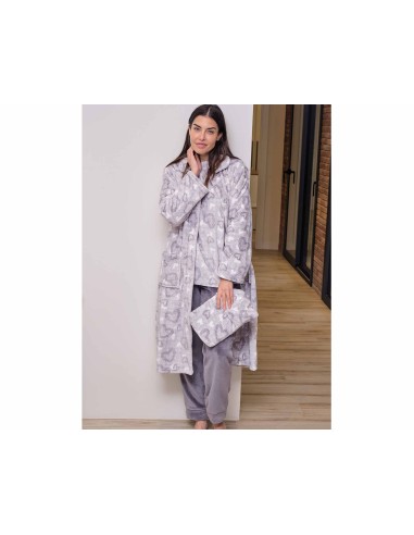 Bata larga coralina abotonada "Corazones" 258605 de Muslher