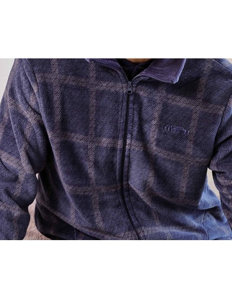 Bata corta hombre coralina cremallera "Cuadros azul y gris" 259605CR de Muslher