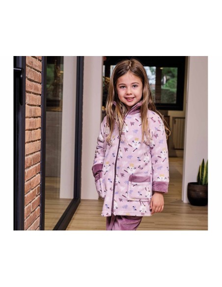 Bata infantil coralina cremallera "Conejita" 8405 de Muslher