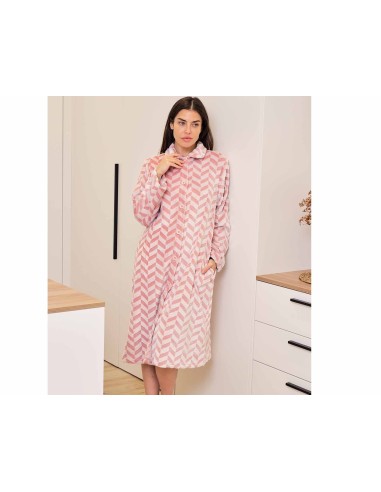 Bata larga mujer coralina abotonada "Espigas"...