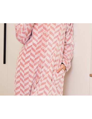 Bata larga mujer coralina abotonada "Espigas"...