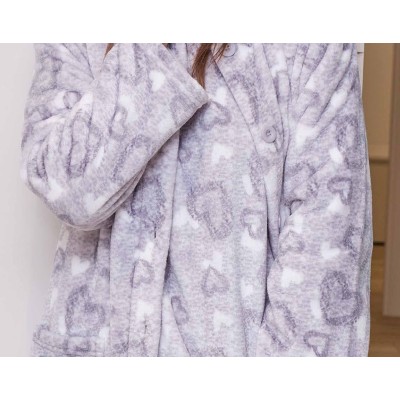 Bata larga coralina abotonada "Corazones" 258605 de Muslher 2