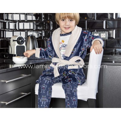 Bata infantil coralina "Robots" 8418 de Muslher