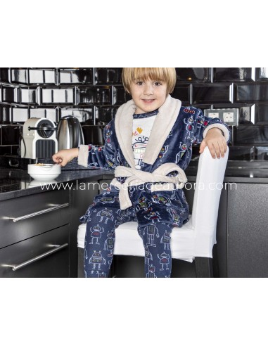 Bata infantil coralina "Robots" 8418 de Muslher