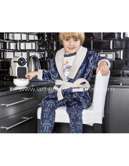 Bata infantil coralina "Robots" 8418 de Muslher