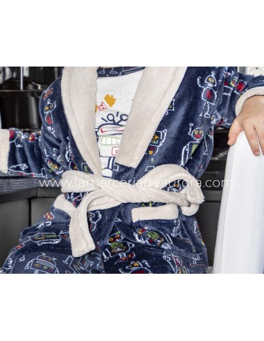 Bata infantil coralina "Robots" 8418 de Muslher