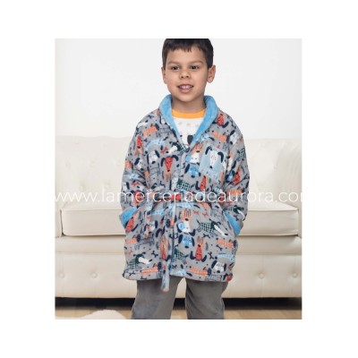 Bata infantil coralina abotonada "Little puppies" de Kinanit