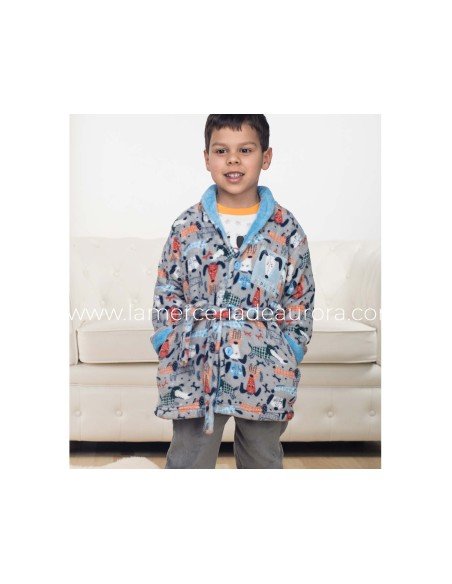 Bata infantil coralina abotonada "Little puppies" de Kinanit