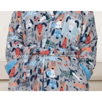 Bata infantil coralina abotonada "Little puppies" de Kinanit 2