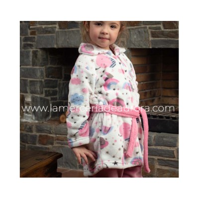 Bata infantil coralina abotonada "Arcoiris" de Kinanit