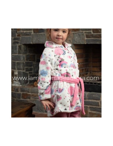 Bata infantil coralina abotonada "Arcoiris" de...