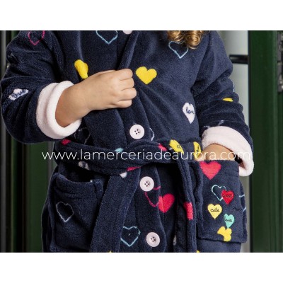 Bata infantil coralina abotonada "Corazones" 8421 de Muslher 2